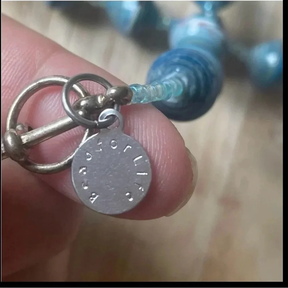 Boho chic teal Bead for Life Uganda African Recycled Paper Bead Blue Necklace